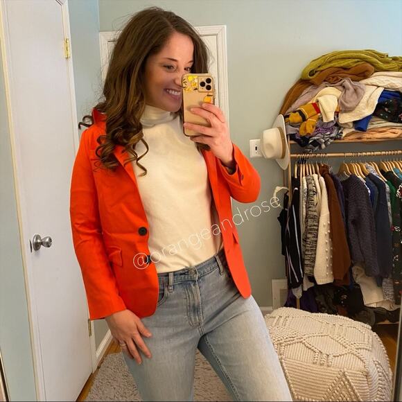 Smythe Les Vestes Red Orange Linen Blend Button Front Blazer Jacket Career XXS - Picture 5 of 11